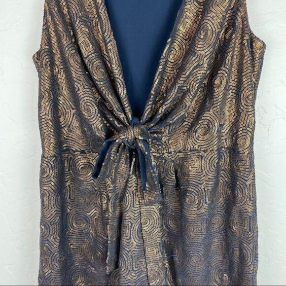 Free People Blue Paris Rock Sequin‎ Sleeveless Mini Dress Cocktail Party Size 6 - Picture 3 of 9